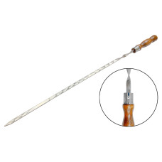 Шампур KS-UKR 740 x 12 х 3мм (Цилиндр) плоский деревянная лакированная ручка