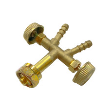 Кран-тройник на баллон газовый ATF резьба левая W21.8мм латунь Кран-тройник на баллон газовый ATF резьба левая W21.8мм латунь