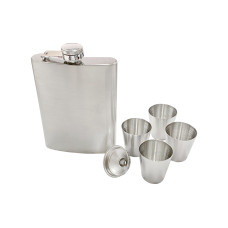 Фляга из нержавеющей стали с лейкой 200мл и 4 рюмки х 25мл